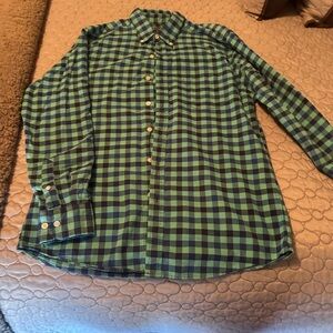 Men's Green and Navy Plaid Flannel Shirt